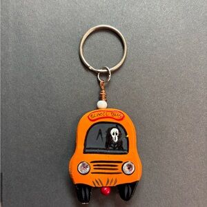Spooky ghost face school bus Keychain (or bag charm)